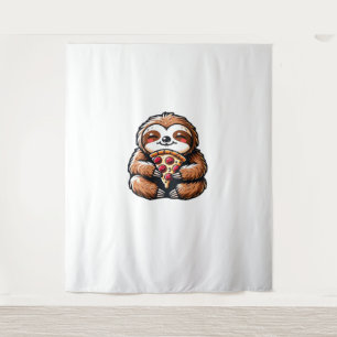 Funny Sloth eating Pizza, Kawaii Animal Lover Clas Tapestry