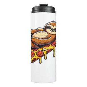 Funny Sloth eating Pizza, Kawaii Animal Lover Clas Thermal Tumbler
