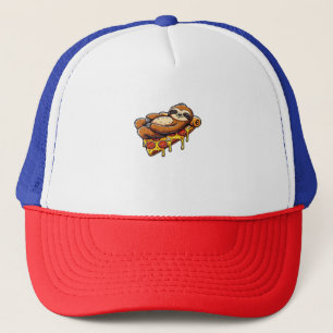 Funny Sloth eating Pizza, Kawaii Animal Lover Clas Trucker Hat