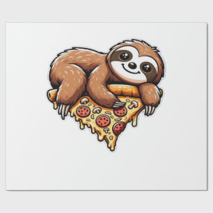 Funny Sloth eating Pizza, Kawaii Animal Lover Clas Wrapping Paper