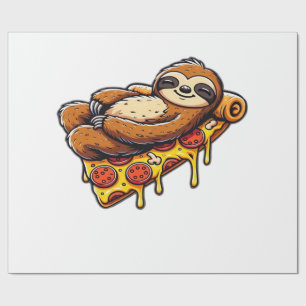 Funny Sloth eating Pizza, Kawaii Animal Lover Clas Wrapping Paper