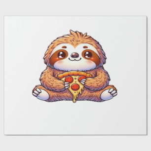Funny Sloth eating Pizza, Kawaii Animal Lover Clas Wrapping Paper