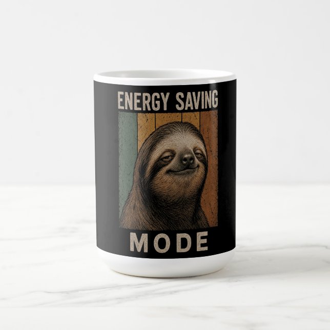 Funny Sloth Energy Saving Mode Retro Design Coffee Mug (Center)