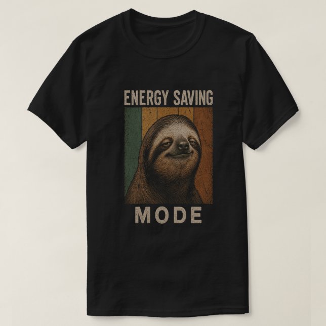 Funny Sloth Energy Saving Mode Retro Design T-Shirt (Design Front)