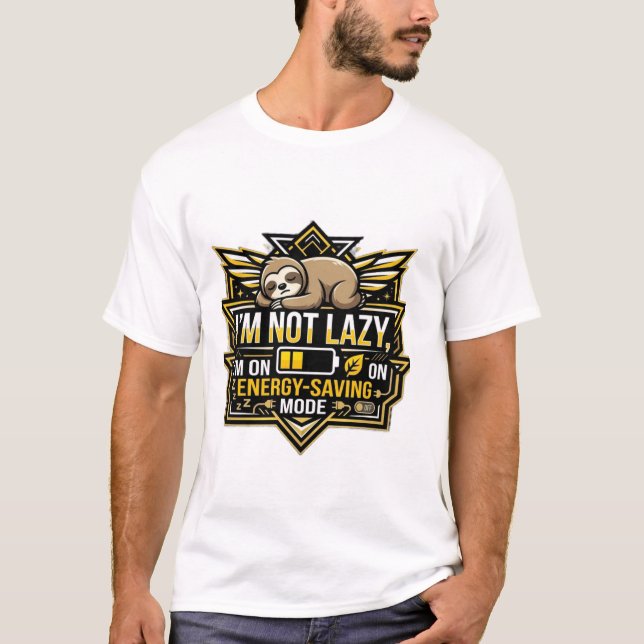 Funny Sloth Energy Saving Mode T-Shirt (Front)