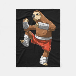 Funny Sloth Fighter - Muay Thai Kickboxing Gift  Fleece Blanket