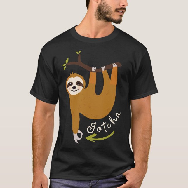 Funny Sloth Finger Circle Game Prank T-Shirt (Front)