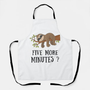 Funny Sloth Five More Minutes Sleep Bed Pajama Nig Apron
