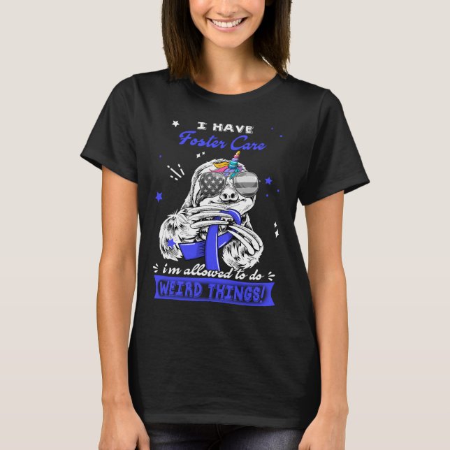 Funny Sloth Foster Care Warrior T-Shirt (Front)