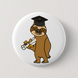 Funny Sloth Graduation Cartoon 6 Cm Round Badge