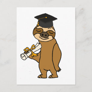 Funny Sloth Graduation Cartoon Announcement Postcard