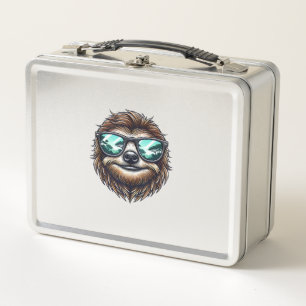 Funny Sloth Graphic with Sunglasses, Men Women Kid Metal Lunch Box