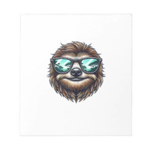 Funny Sloth Graphic with Sunglasses, Men Women Kid Notepad