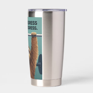Funny Sloth Gym Motivation Poster - Slow Progress  Insulated Tumbler