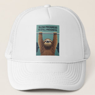 Funny Sloth Gym Motivation Poster - Slow Progress Trucker Hat