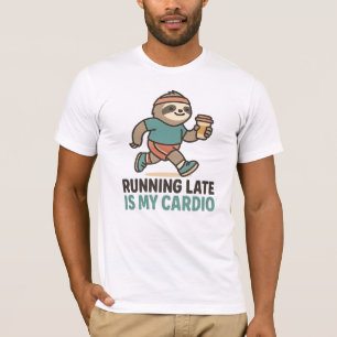 Funny Sloth Gym Shirt – 'Running Late Is My Cardio