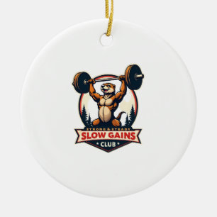 Funny Sloth Gym Shirt Vintage Strong and Slow Desi Ceramic Ornament