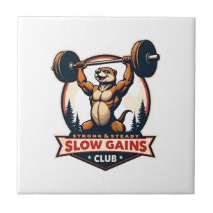Funny Sloth Gym Shirt Vintage Strong and Slow Desi Ceramic Tile