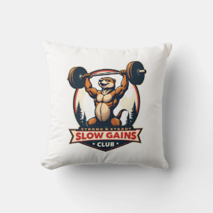 Funny Sloth Gym Shirt Vintage Strong and Slow Desi Cushion