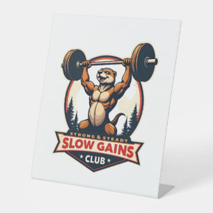 Funny Sloth Gym Shirt Vintage Strong and Slow Desi Pedestal Sign