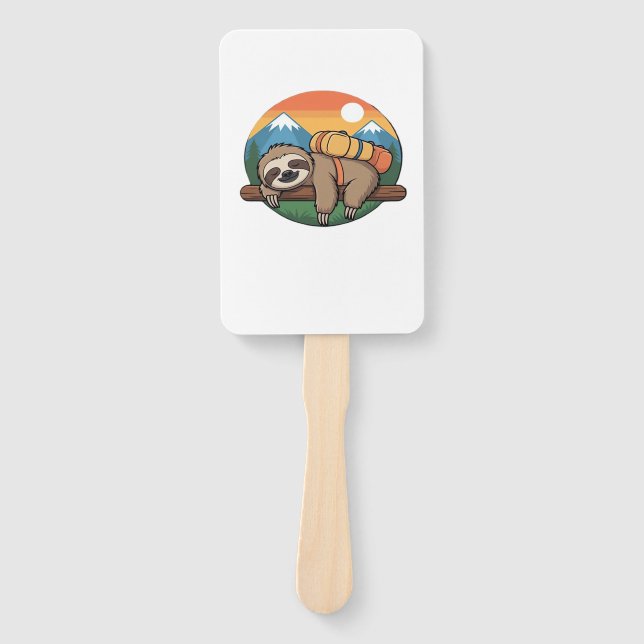 Funny Sloth Hiking Classic T-Shirt_1 Hand Fan (Front)