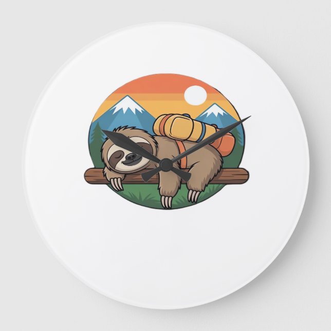 Funny Sloth Hiking Classic T-Shirt_1 Large Clock (Front)