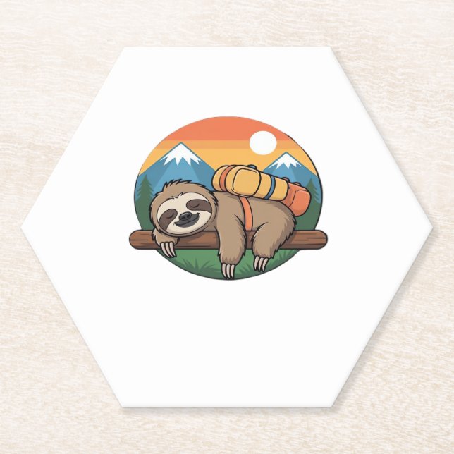 Funny Sloth Hiking Classic T-Shirt_1 Paper Coaster (Front)