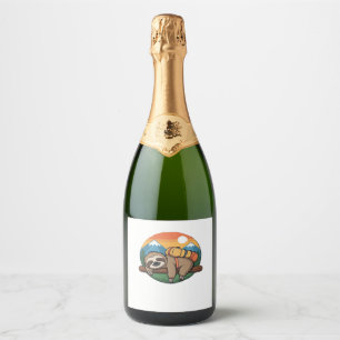 Funny Sloth Hiking Classic T-Shirt_1 Sparkling Wine Label