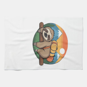 Funny Sloth Hiking Classic T-Shirt_1 Tea Towel