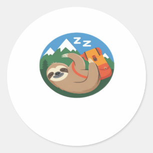 Funny Sloth Hiking Classic T-Shirt_2 Classic Round Sticker