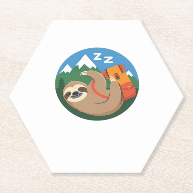 Funny Sloth Hiking Classic T-Shirt_2 Paper Coaster (Front)