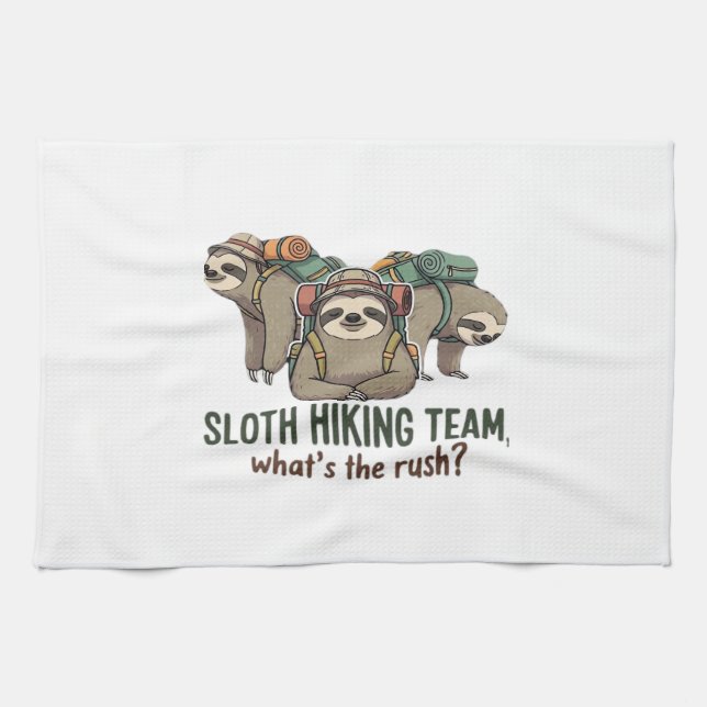 Funny Sloth Hiking Classic T-Shirt_5 Tea Towel (Horizontal)