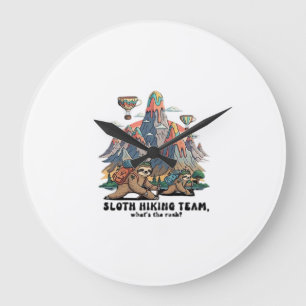 Funny Sloth Hiking Classic T-Shirt_7 Large Clock