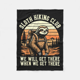 Funny Sloth Hiking Club Outdoor Hiker Men Women Vi Fleece Blanket