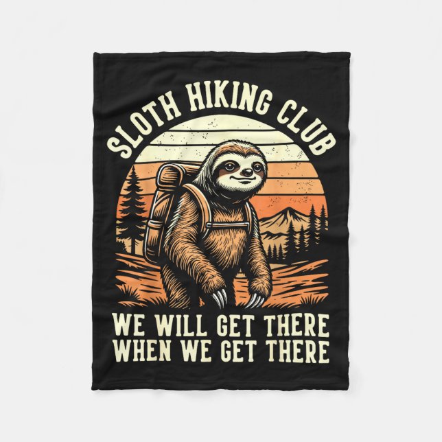 Funny Sloth Hiking Club Outdoor Hiker Men Women Vi Fleece Blanket (Front)