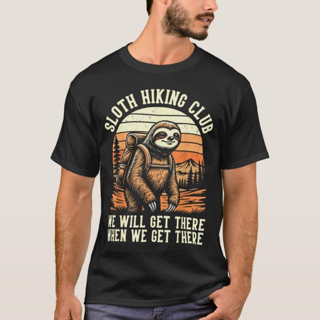 Funny Sloth Hiking Club Outdoor Hiker Men Women Vi T-Shirt (Front)
