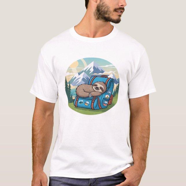 Funny Sloth Hiking Oversized T-Shirt (Front)