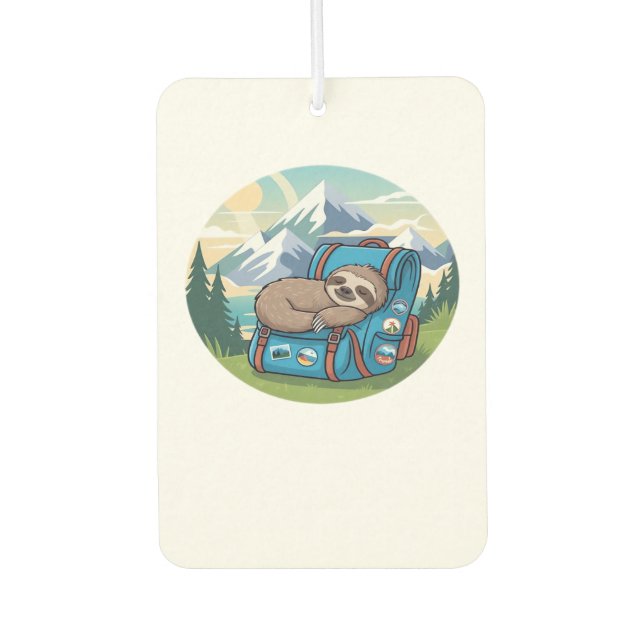 Funny Sloth Hiking Oversized T-Shirt Car Air Freshener (Front)