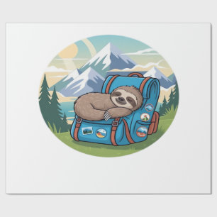 Funny Sloth Hiking Oversized T-Shirt Wrapping Paper