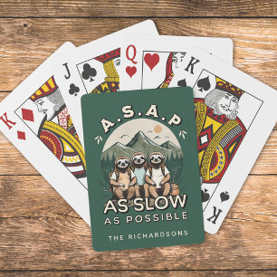 Funny Sloth Hiking Quote Family Camping Trip Playing Cards