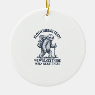 Funny Sloth Hiking T-Shirt_1 Ceramic Ornament