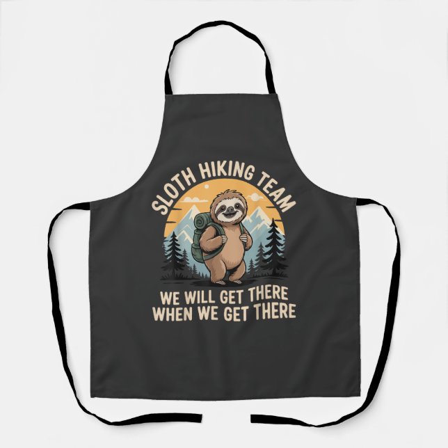 Funny Sloth Hiking T-Shirt_2 Apron (Front)