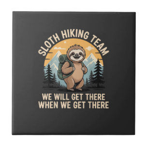 Funny Sloth Hiking T-Shirt_2 Ceramic Tile