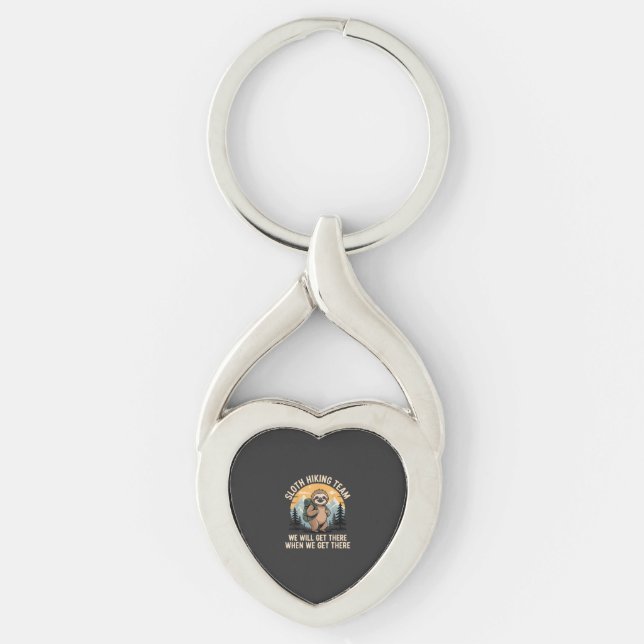 Funny Sloth Hiking T-Shirt_2 Key Ring (Front)