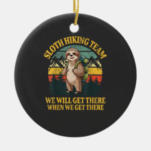 Funny Sloth Hiking T-Shirt Ceramic Ornament