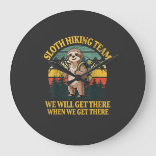 Funny Sloth Hiking T-Shirt Large Clock