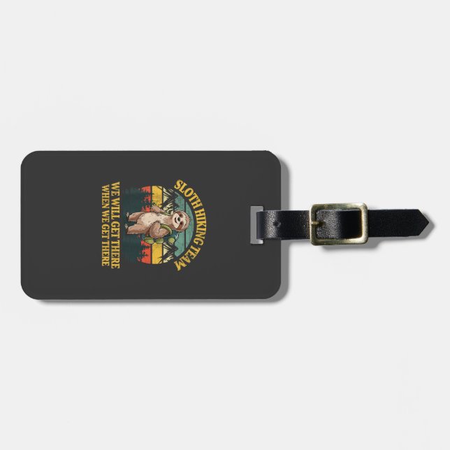 Funny Sloth Hiking T-Shirt Luggage Tag (Front Horizontal)