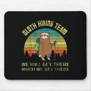 Funny Sloth Hiking Team Retro Vintage Sloth 80s Mouse Pad