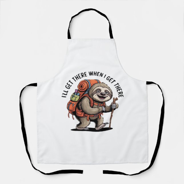 Funny Sloth Hiking Team - Slow and Steady Classic  Apron (Front)