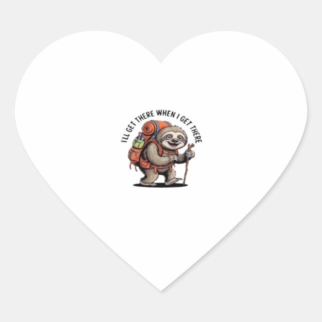 Funny Sloth Hiking Team - Slow and Steady Classic  Heart Sticker (Front)